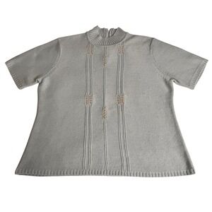 City Blues by Koret 90s Light‎ Blue Short Sleeve Mock Beaded Knit Sweater Medium